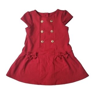 Gymboree Red Bow Button Detail Holiday Dress